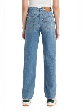 Levi's high-waisted straight-leg light wash jeans
